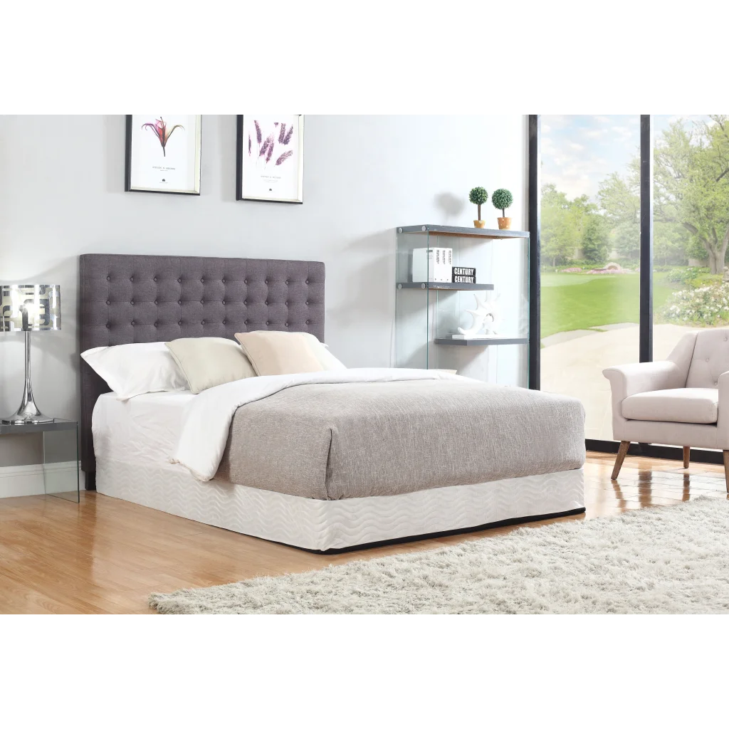 Bed Head King Charcoal Upholstered Headboard Fabric Tufted