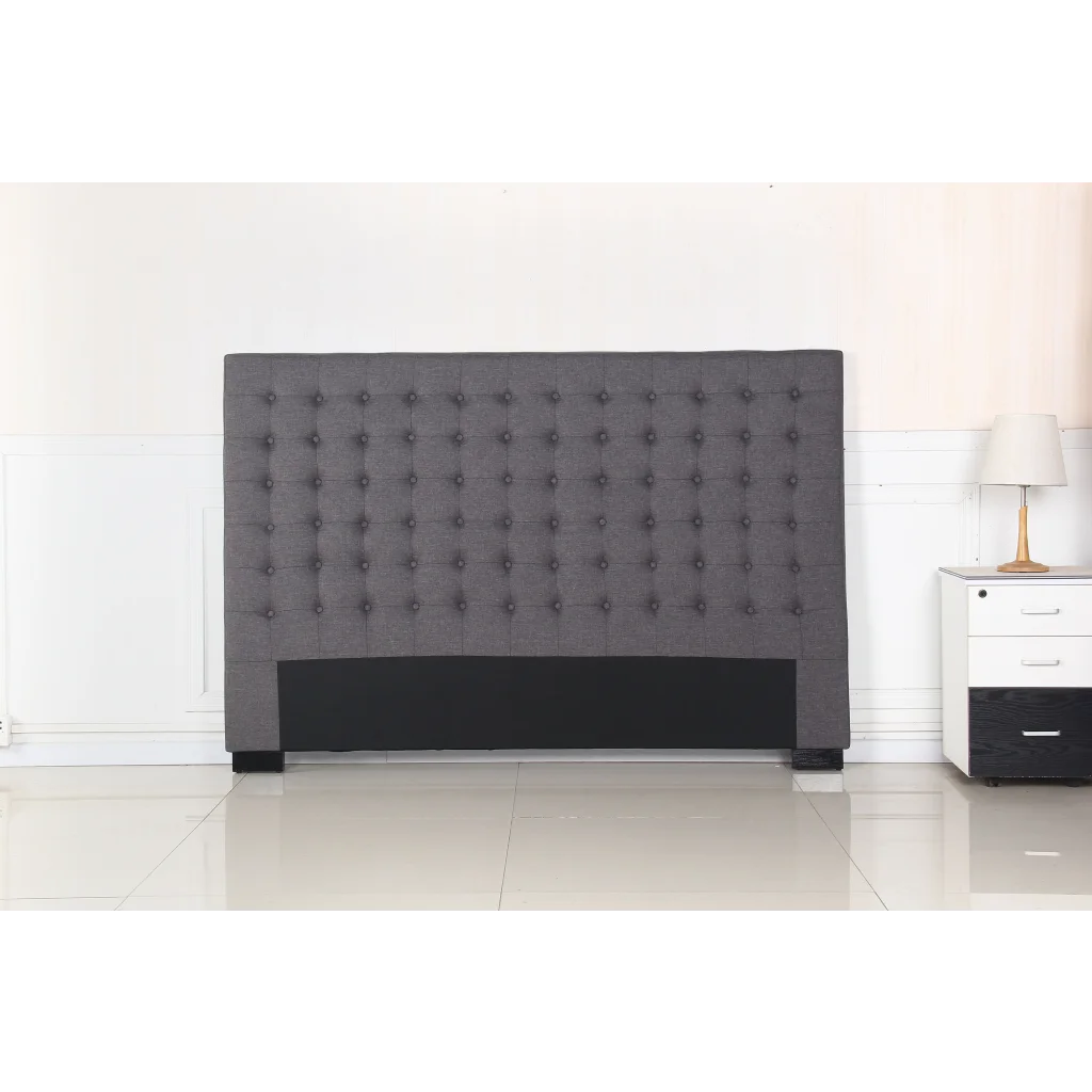 Bed Head King Charcoal Upholstered Headboard Fabric Tufted