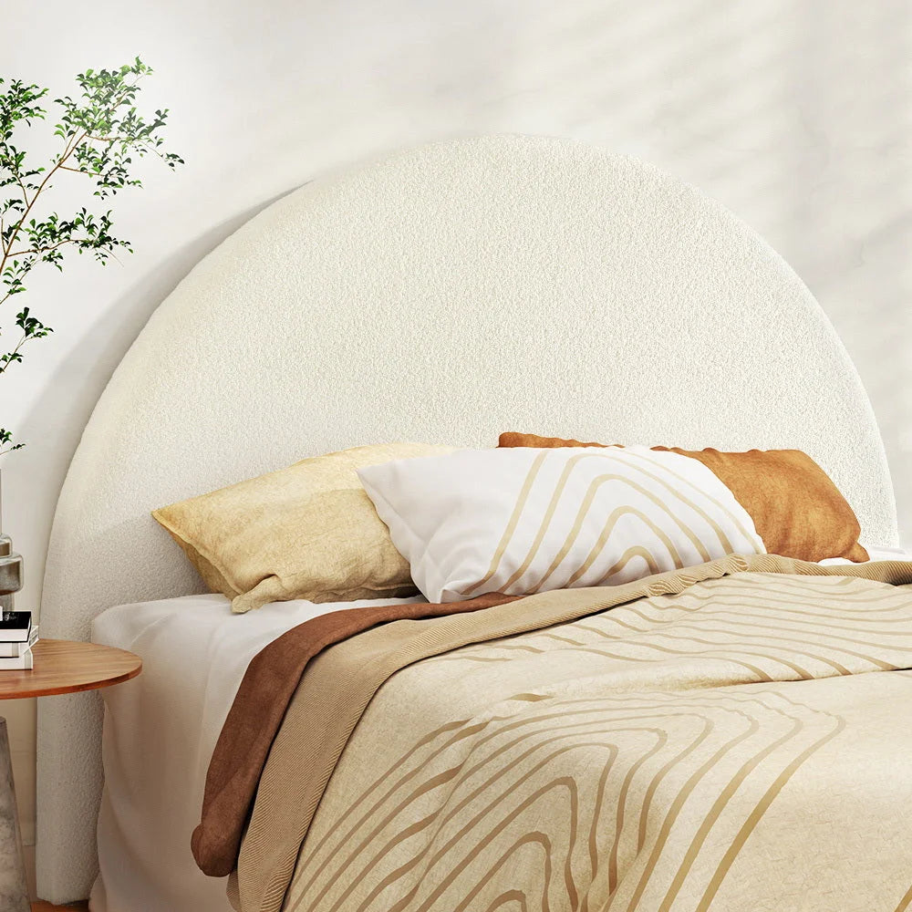 White bed frame with head queen size boucle