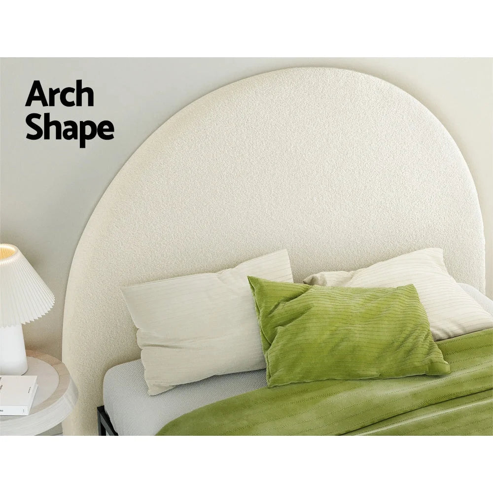 Bed frame with queen size head boucle headboard