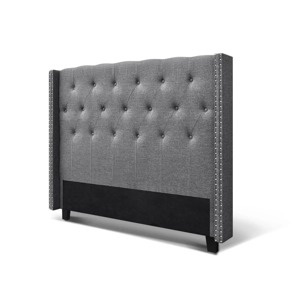 Bed Head Queen Size Fabric Headboard Bed Frame Base Grey