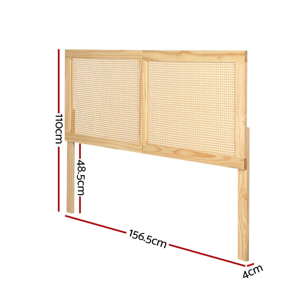 Bed Head Queen Size Rattan - RIBO Pine