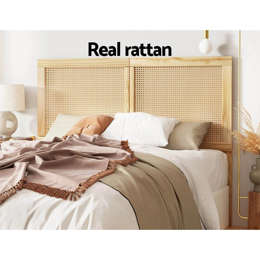 Bed Head Queen Size Rattan - RIBO Pine