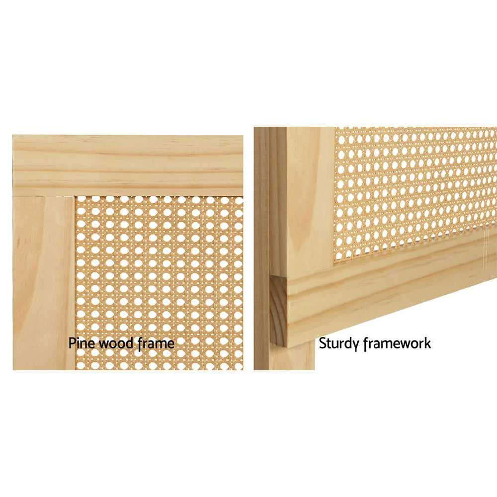 Bed Head Queen Size Rattan - RIBO Pine