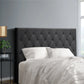 Charcoal fabric bed frame with headboard double size base