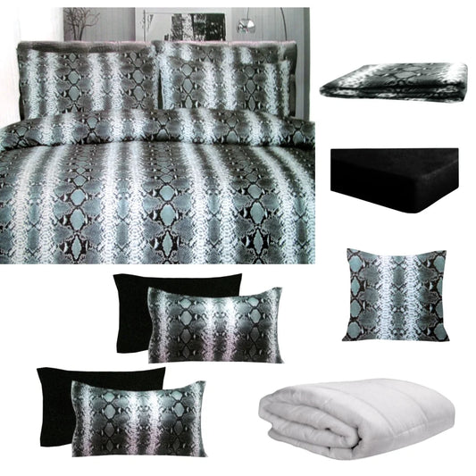 Bed in a Bag Set Big Sleep 8-Piece Snake Skin Black