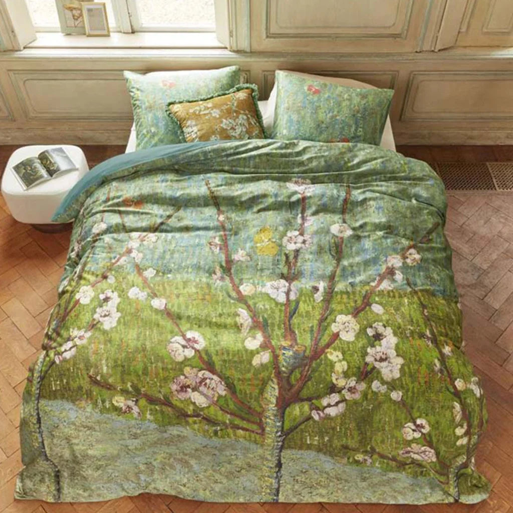Bedding House Van Gogh Peach Trees Green Cotton Sateen