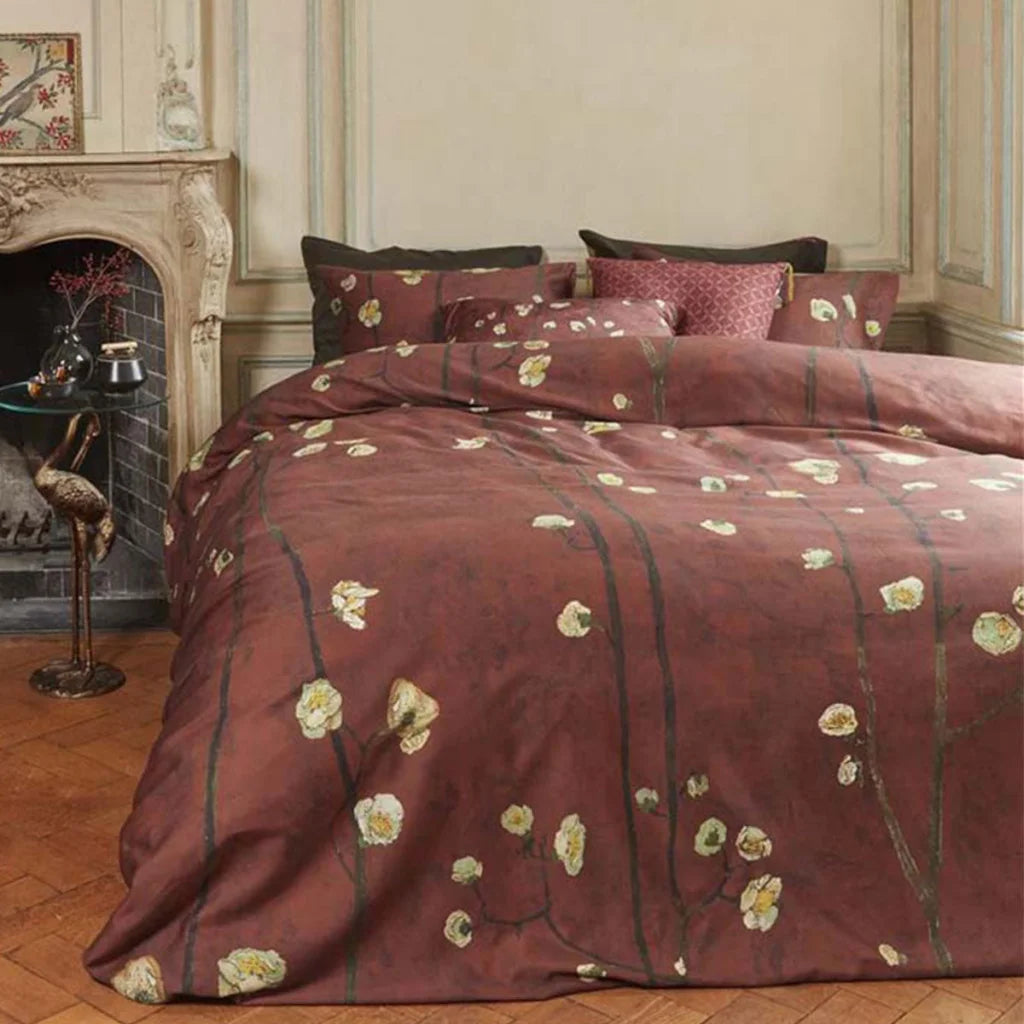 Bedding House Van Gogh Plum Blossoms Red Cotton Sateen