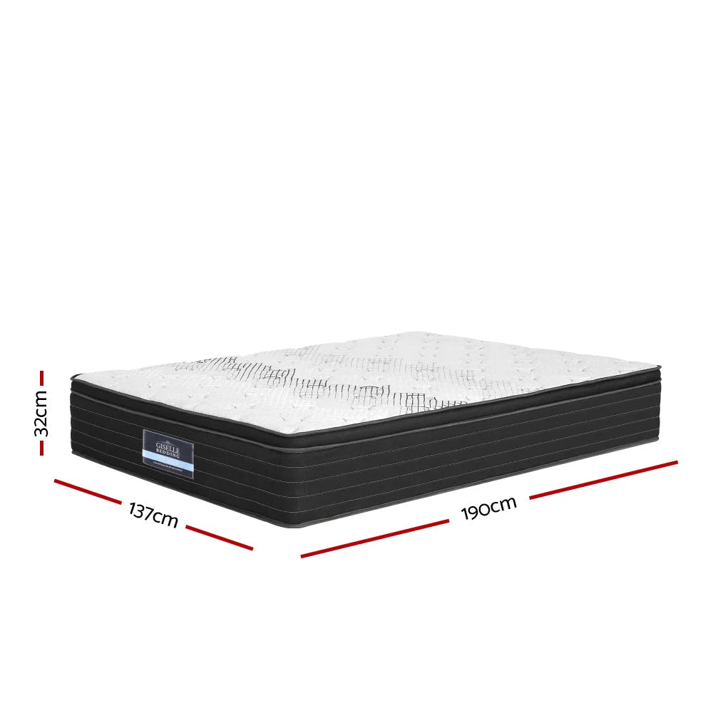 Foam 32cm pocket spring mattress with layered cushioning and fabric casing