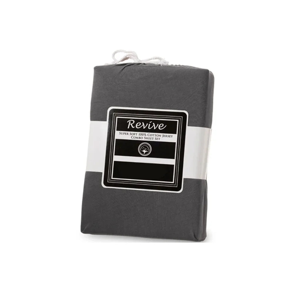 Bedding Revive 100% Cotton Jersey Combo Set - Charcoal King