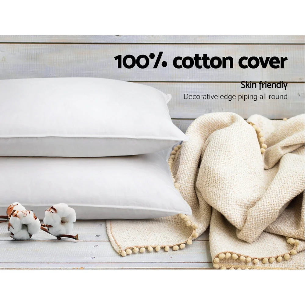 4 Medium Firm Cotton Pillows Bedding Set
