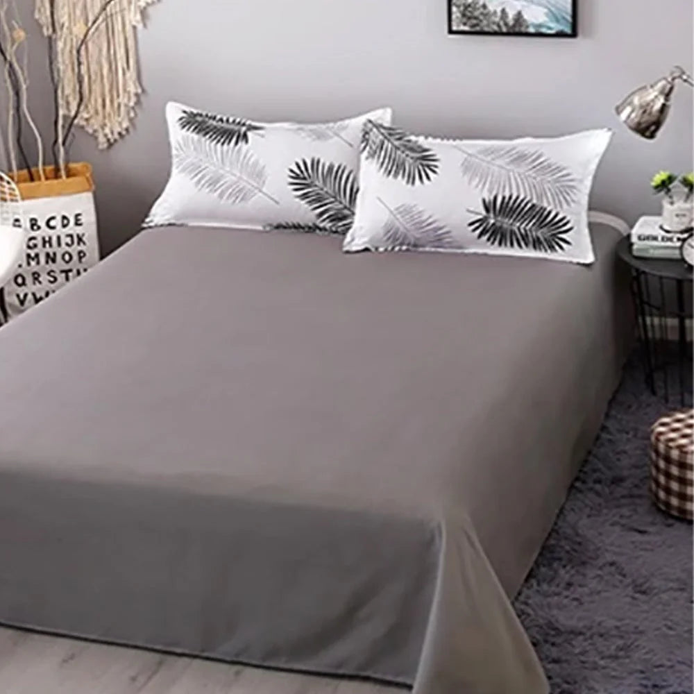 Bedding Set Palm Leaves Pattern Aloe Cotton Flat Sheet