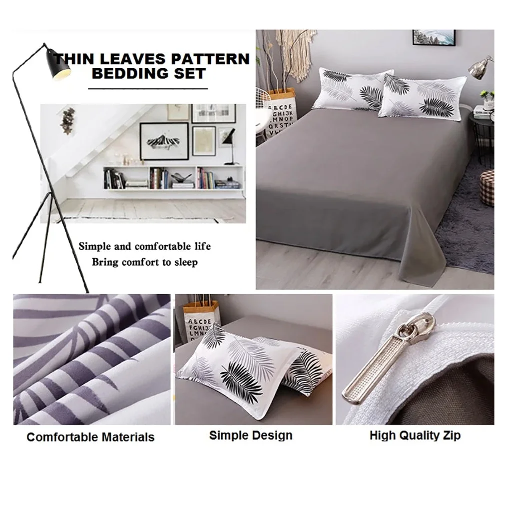Bedding Set Palm Leaves Pattern Aloe Cotton Flat Sheet