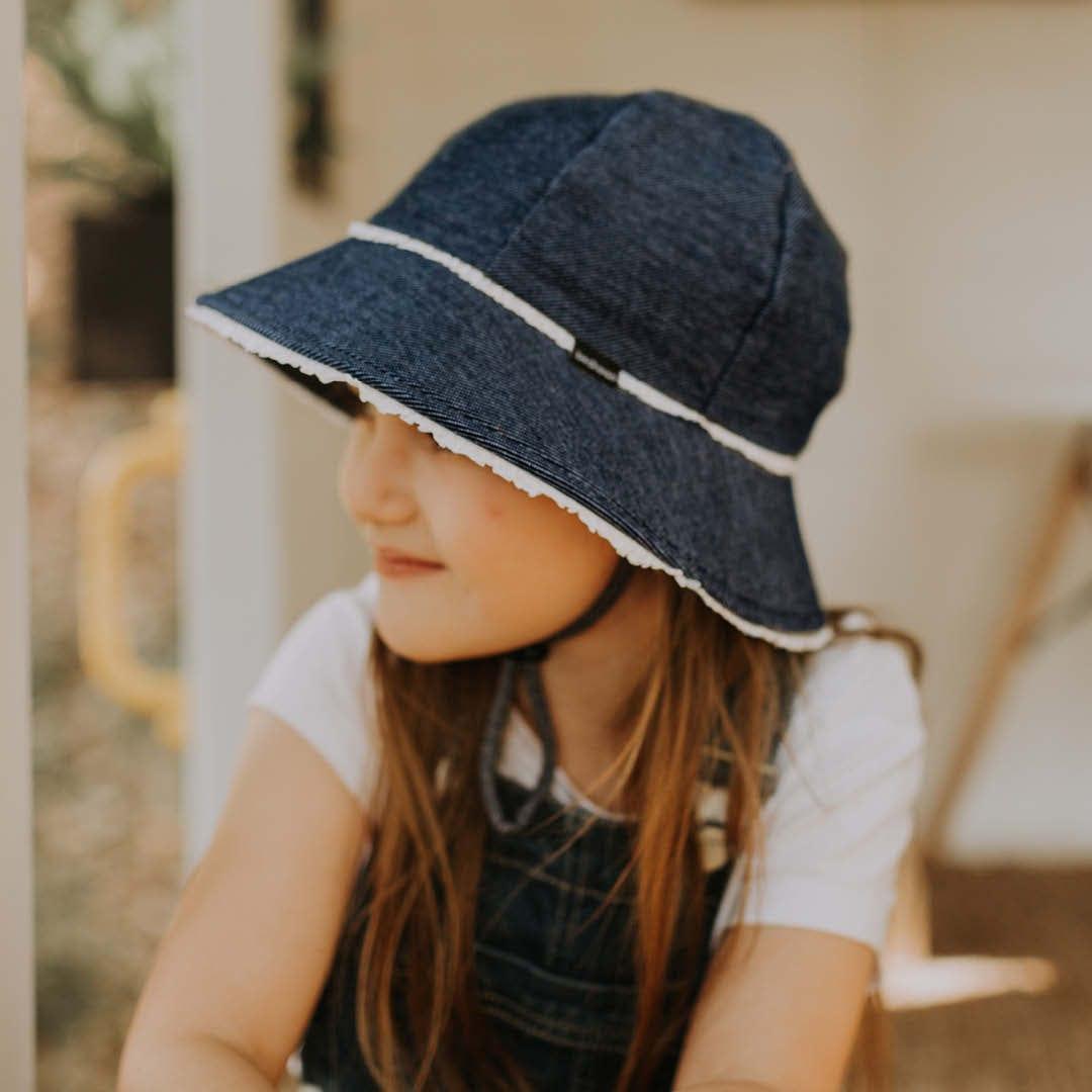 Bedhead Toddler Bucket Hat - Denim Ruffle Trim S