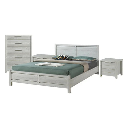 Bedroom Suite 4-Piece Natural Wood Like MDF Queen Size