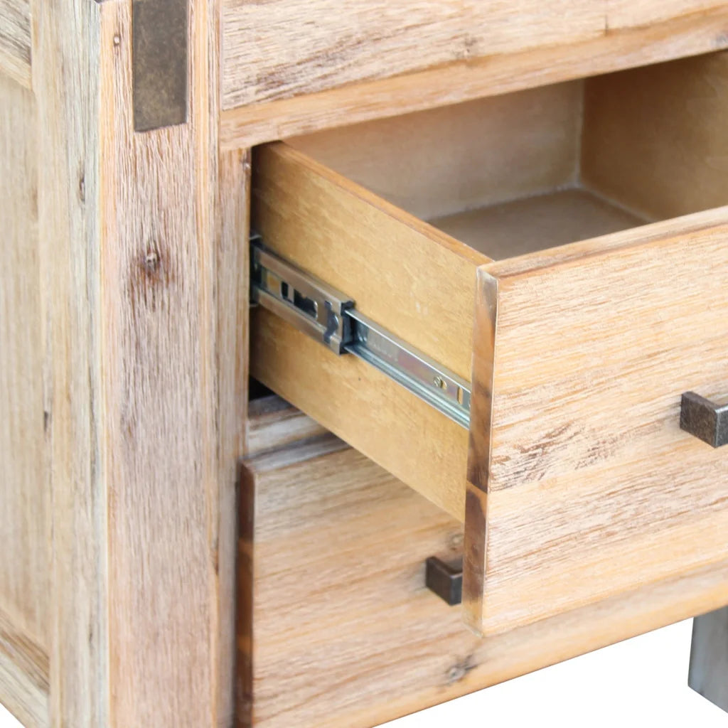 Bedside Table 2-Drawer Night Stand - Solid Wood Acacia Oak