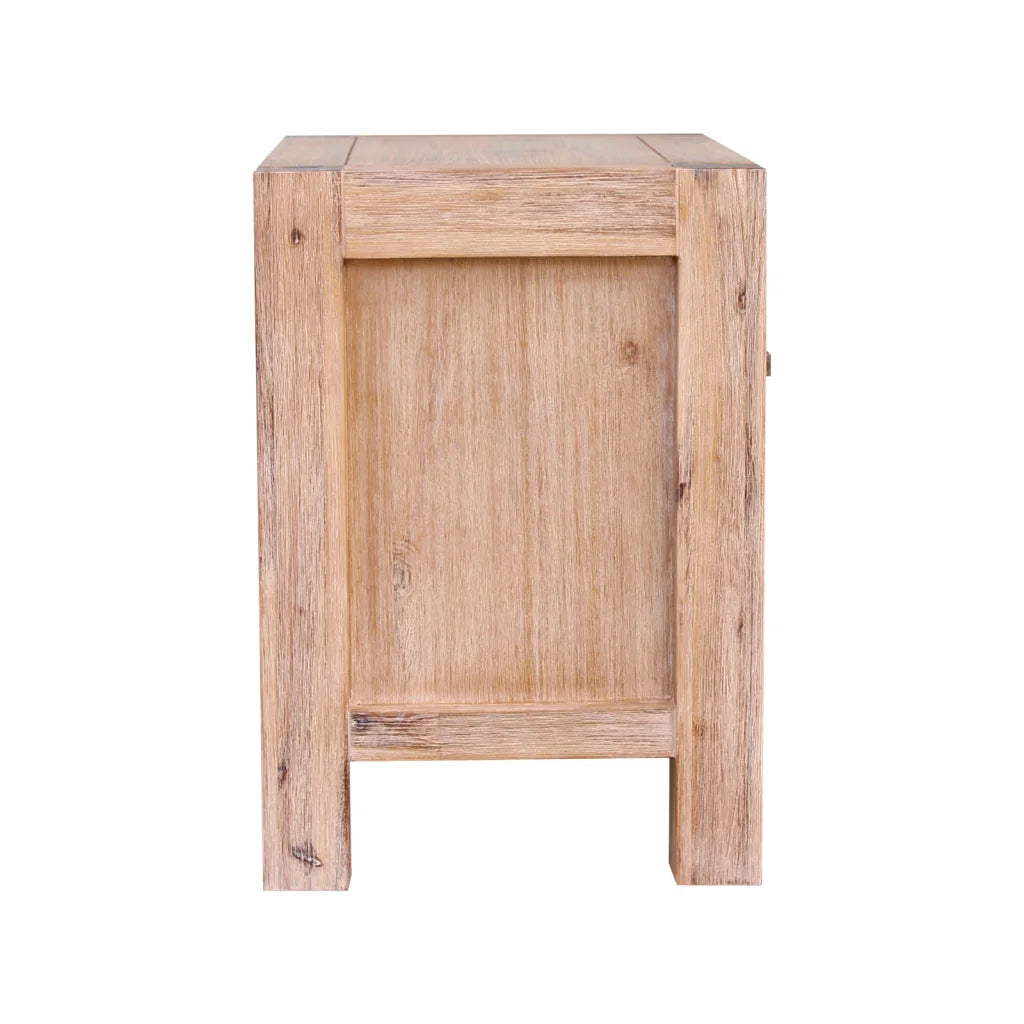Bedside Table 2-Drawer Night Stand - Solid Wood Acacia Oak