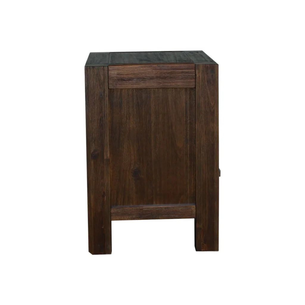 Bedside Table 2-Drawer Night Stand - Solid Wood Acacia