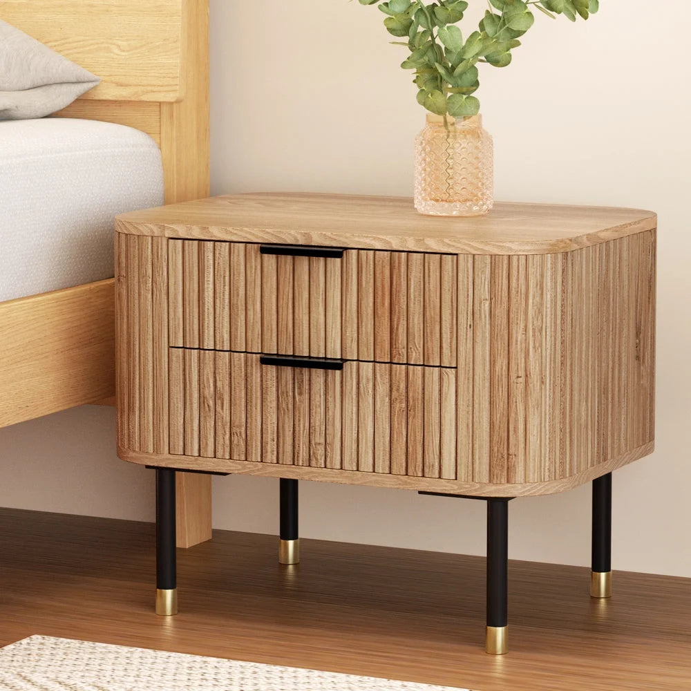 Wood 2 table with bedside drawers paulownia pine