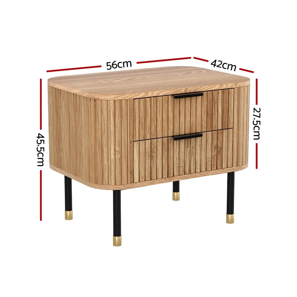 Table with bedside drawers paulownia pine