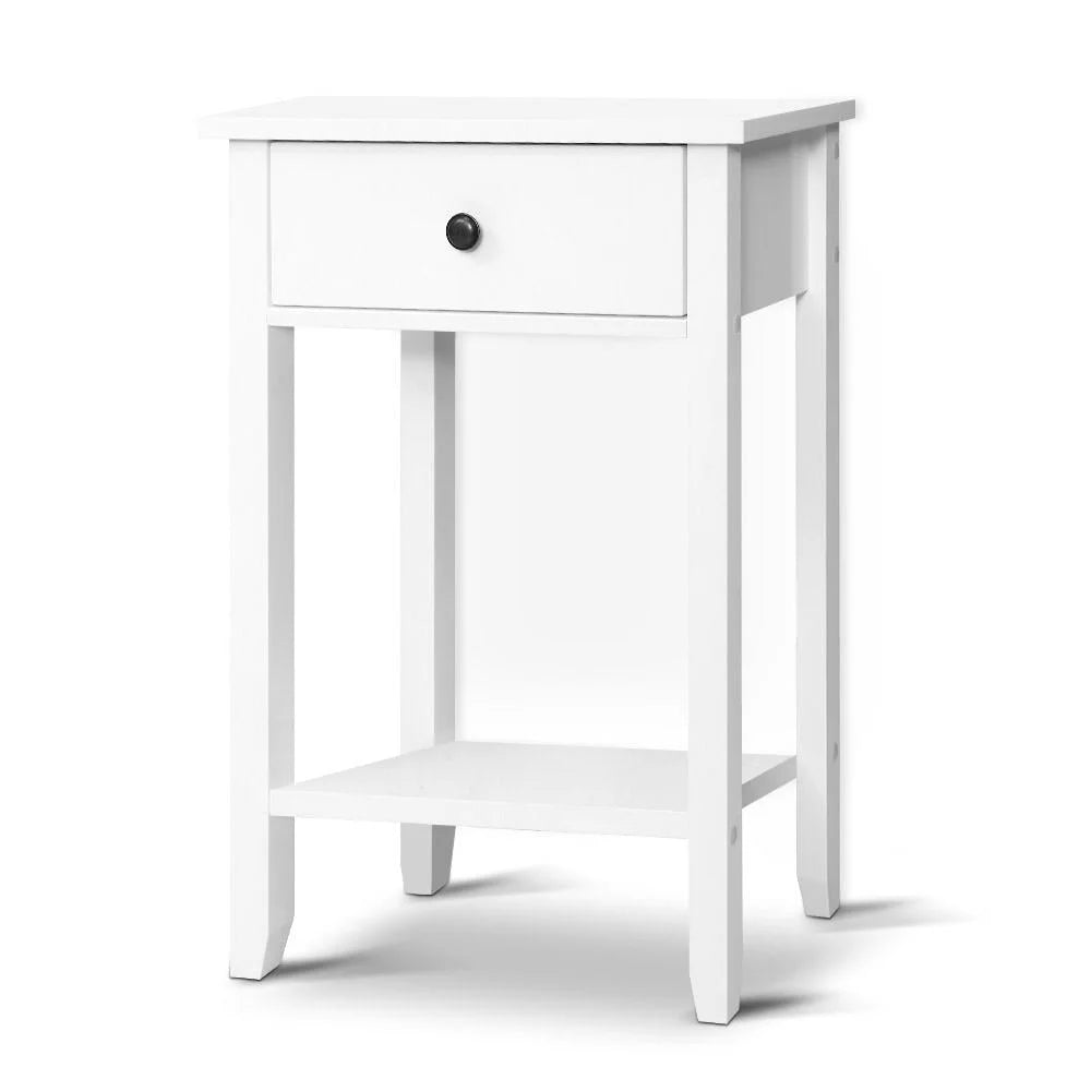 Bedside Table Drawer Nightstand White Storage Cabinet