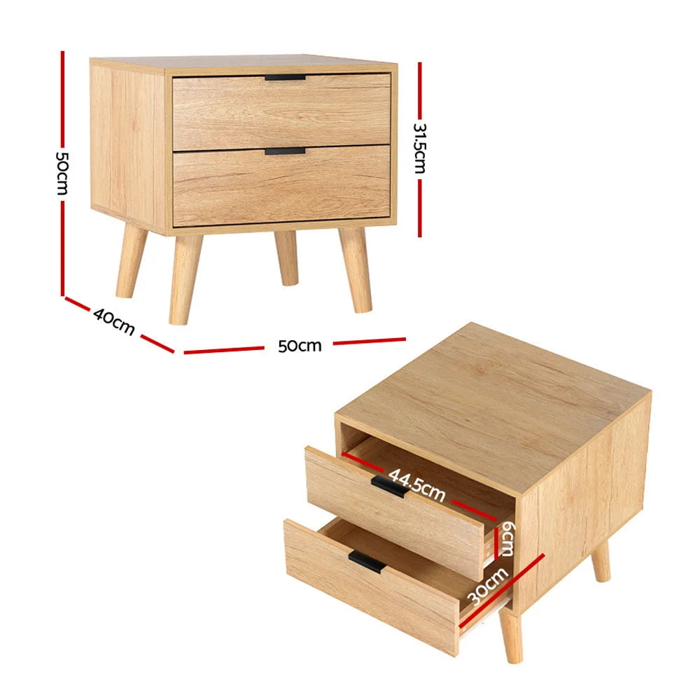 Bedside Table Drawers Nightstand Side End Table Storage