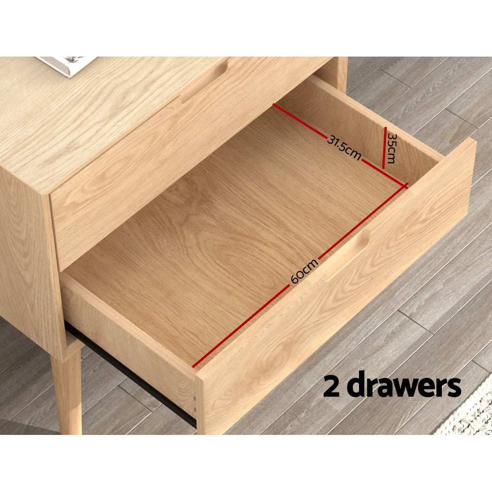 Bedside Table Drawers Side End Storage Cabinet Nightstand oak