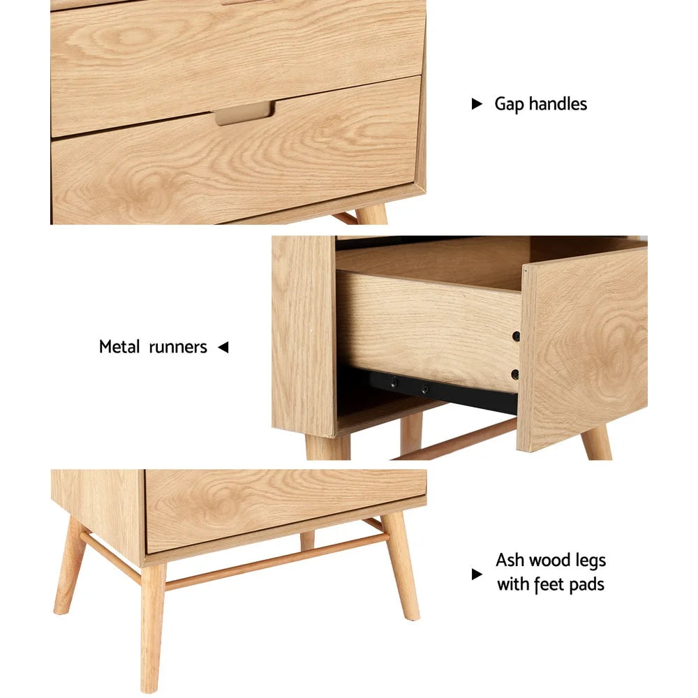 Bedside Table Drawers Side End Table Storage Cabinet