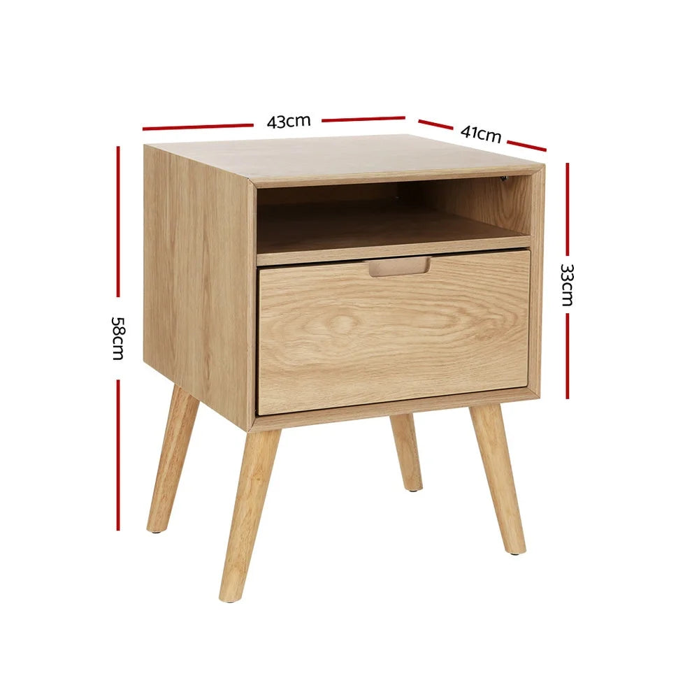 Bedside Table Drawers Side Table Shelf Storage Cabinet