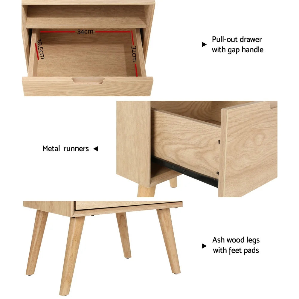 Bedside Table Drawers Side Table Shelf Storage Cabinet