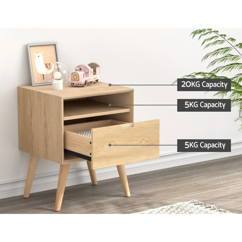 Bedside Table Drawers Side Table Shelf Storage Cabinet