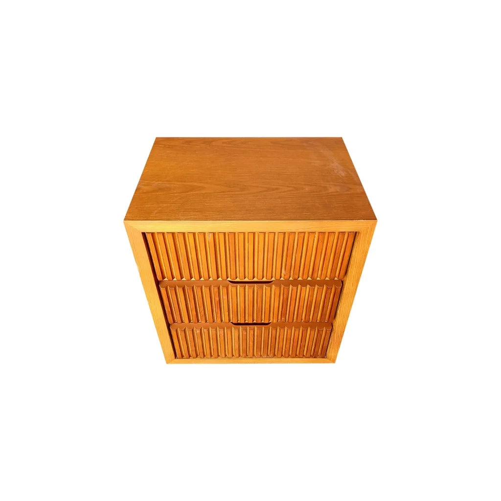 Bedside Table MDF Brown Colour Waveform Design Three