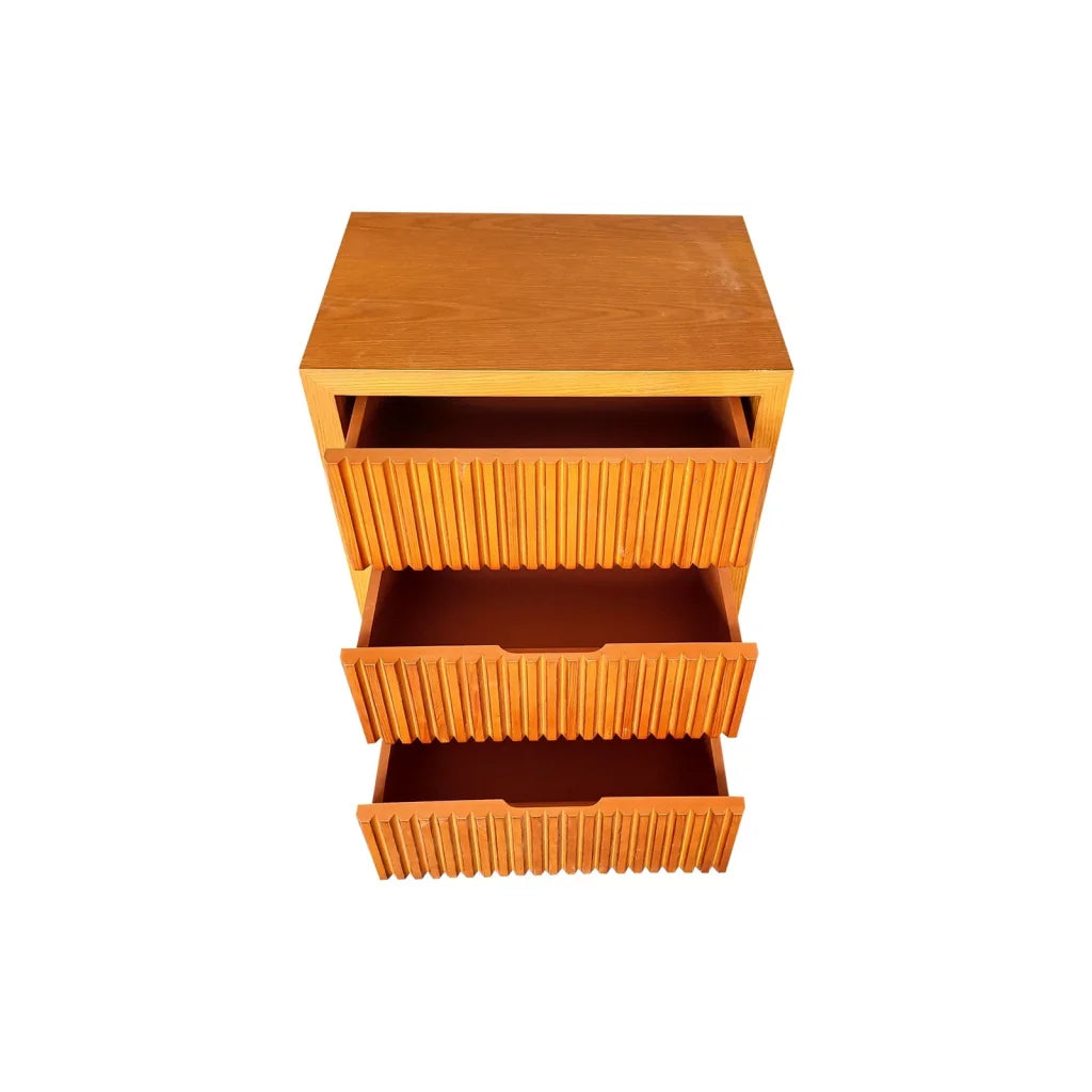 Bedside Table MDF Brown Colour Waveform Design Three