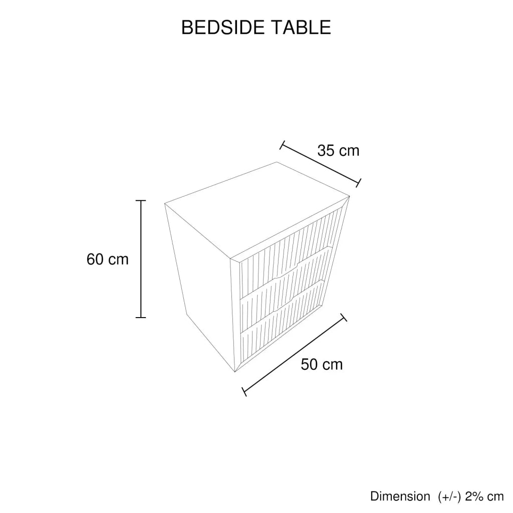Bedside Table MDF Brown Colour Waveform Design Three