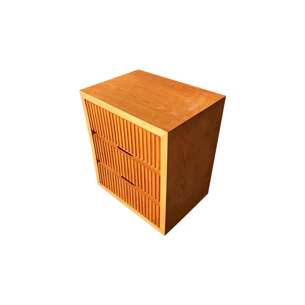 Bedside Table MDF Brown Colour Waveform Design Three