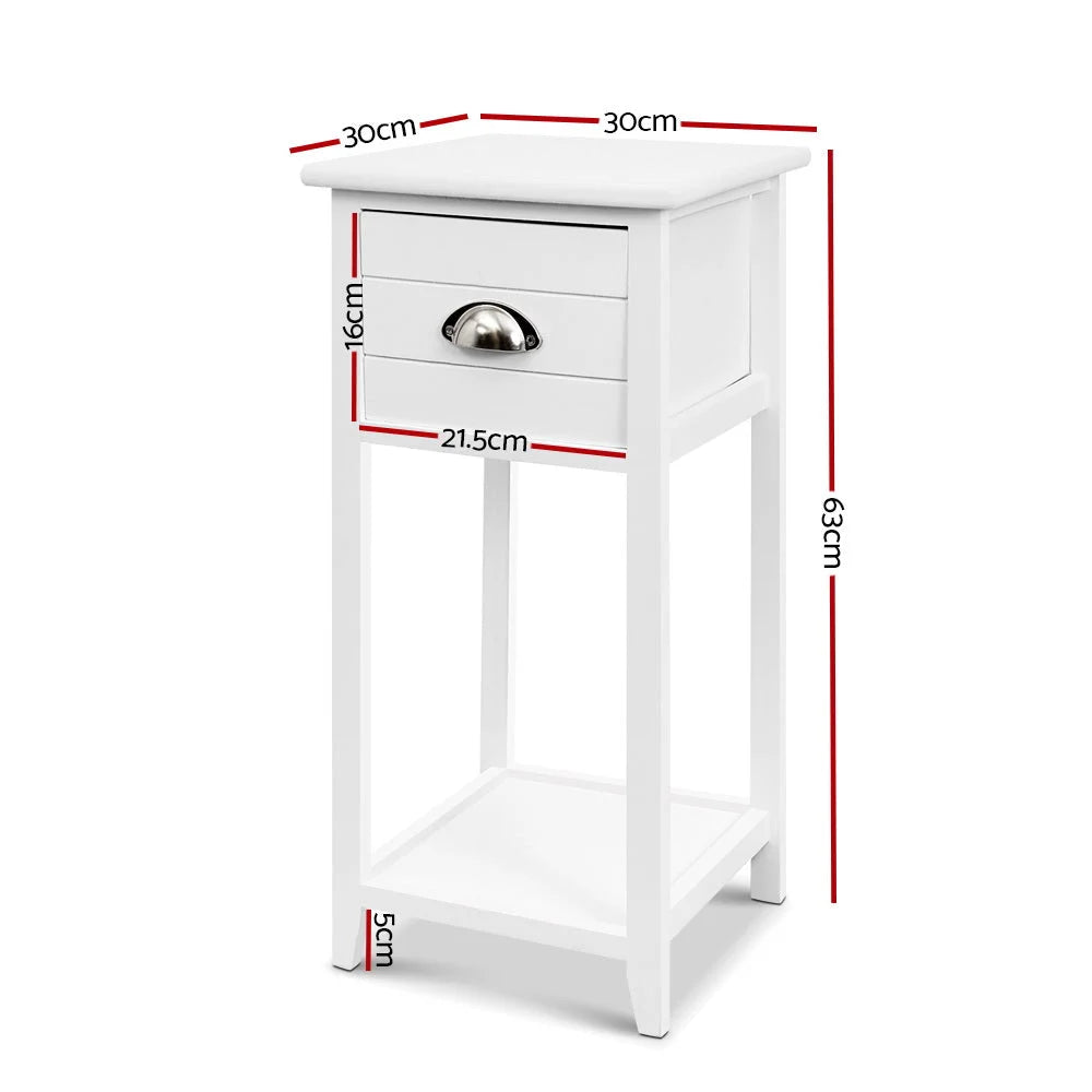 Bedside Table Nightstand Drawer Storage Cabinet Lamp Side