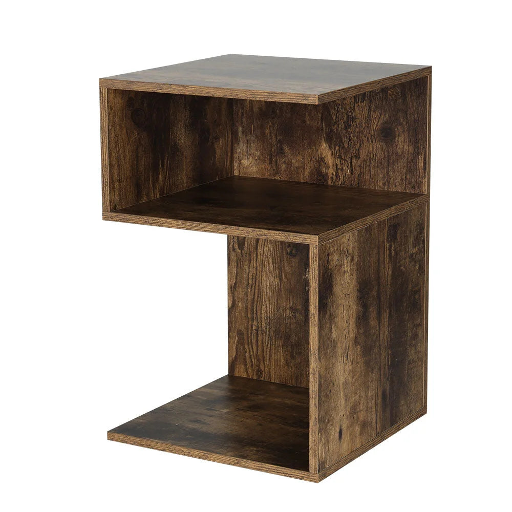 Bedside Table Shelves Side End Storage Nightstand