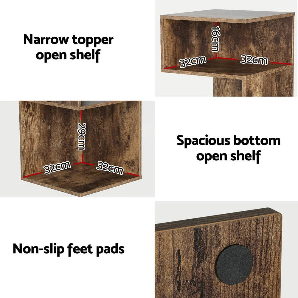 Bedside Table Shelves Side End Storage Nightstand
