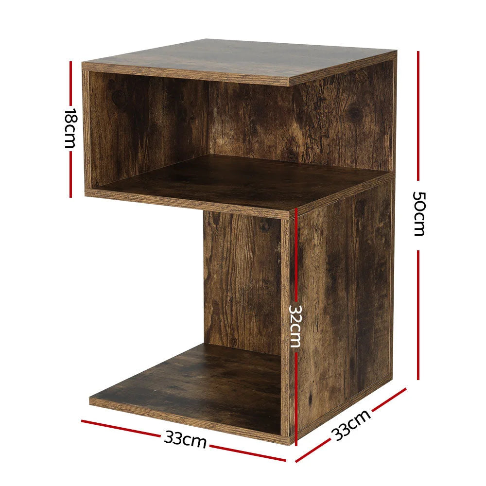 Bedside Table Shelves Side End Storage