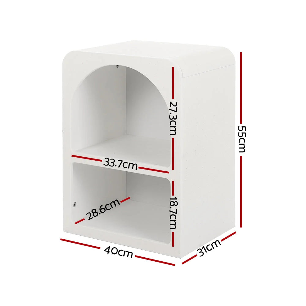 Bedside Table Shelves Side End Table Storage Nightstand