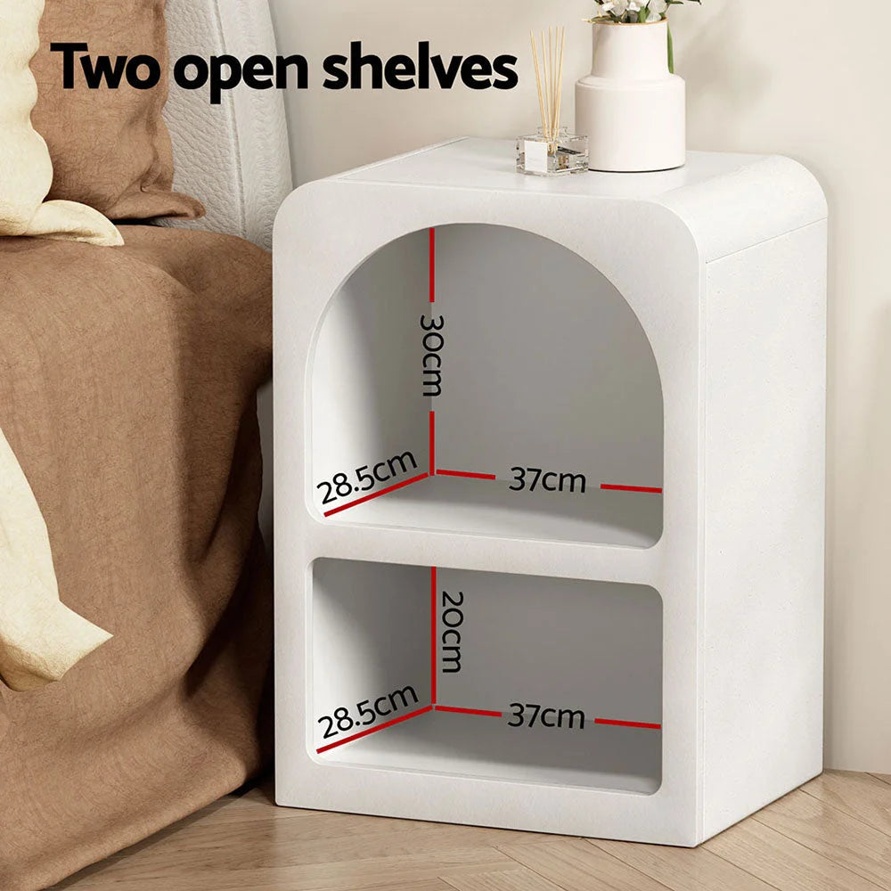 Bedside Table Shelves Side End Table Storage Nightstand