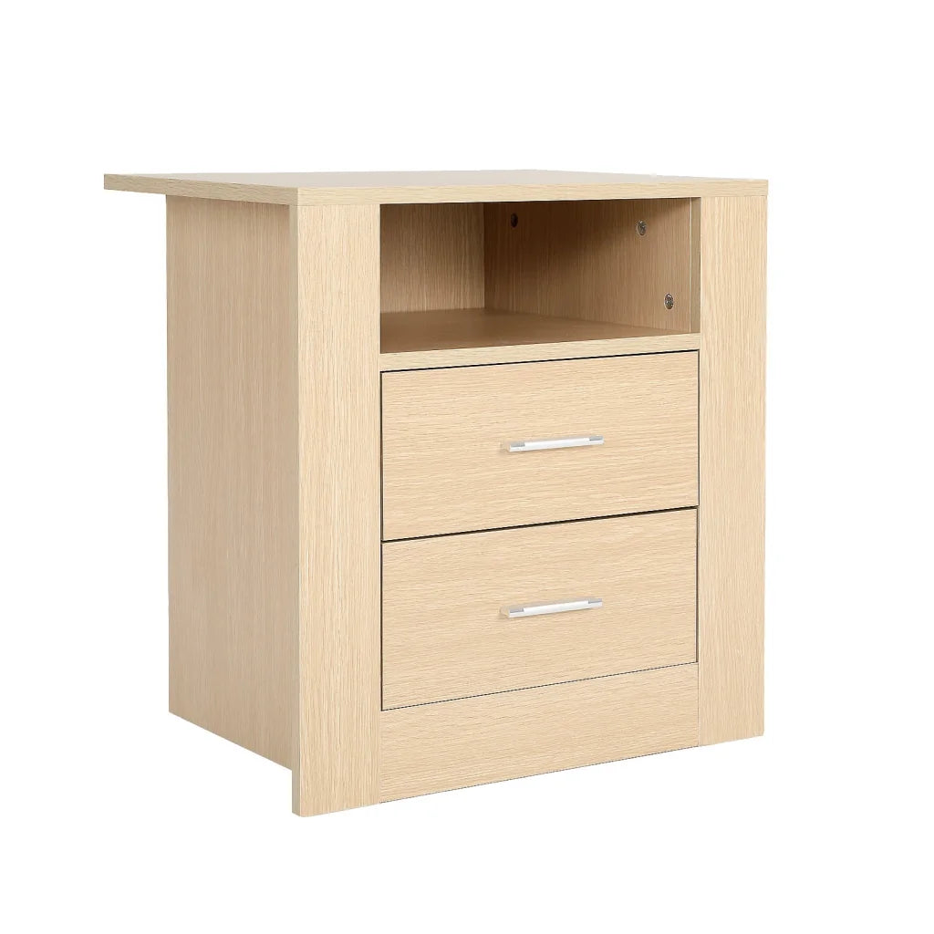 Bedside Table Storage Cabinet Nightstand - 2 Drawers 1