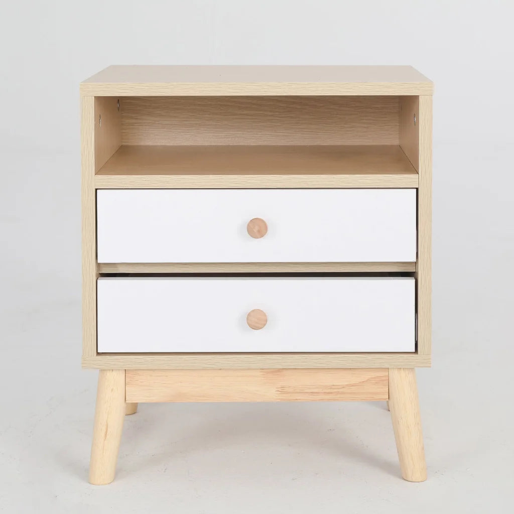 Bedside Table Storage Cabinet Nightstand - 2 Drawers - ANYA