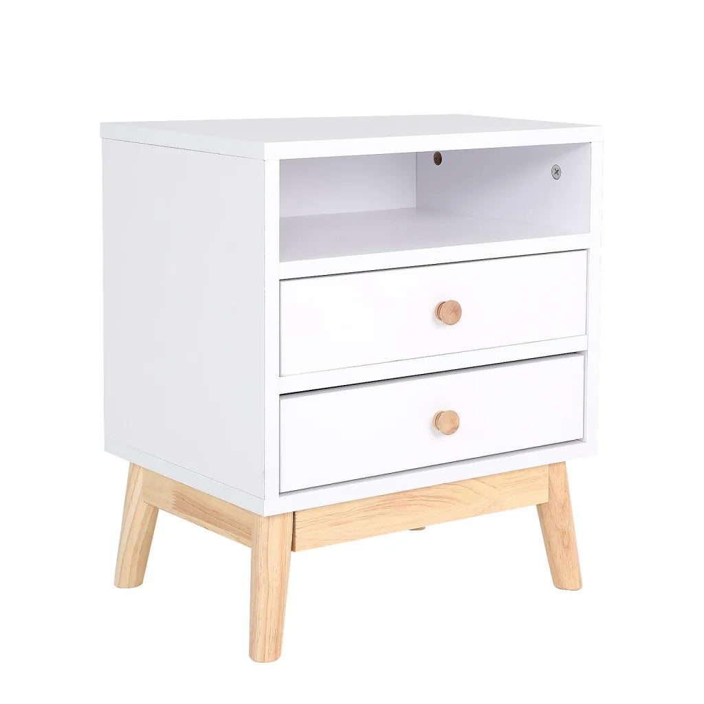 Bedside Table Storage Cabinet Nightstand - 2 Drawers - ANYA