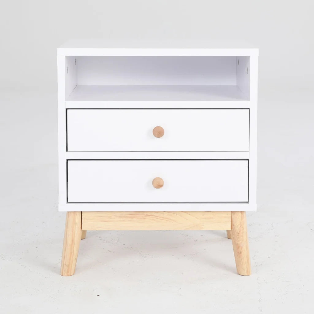 Bedside Table Storage Cabinet Nightstand - 2 Drawers - ANYA