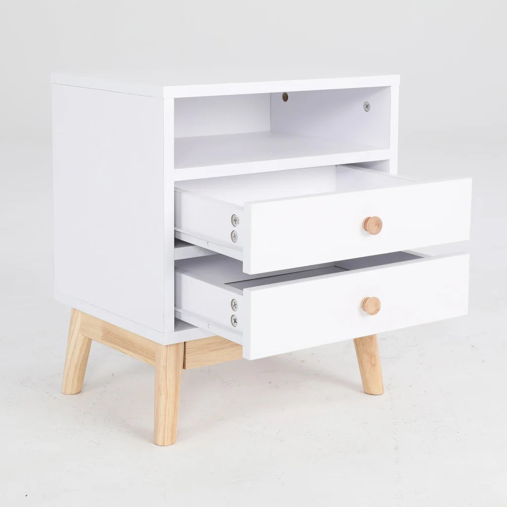 Bedside Table Storage Cabinet Nightstand - 2 Drawers - ANYA