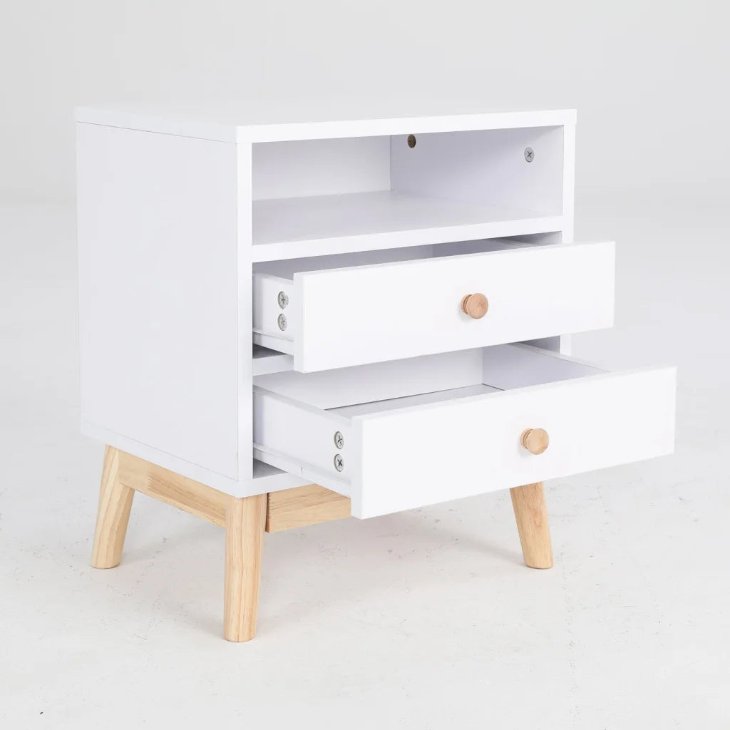 Bedside Table Storage Cabinet Nightstand - 2 Drawers - ANYA