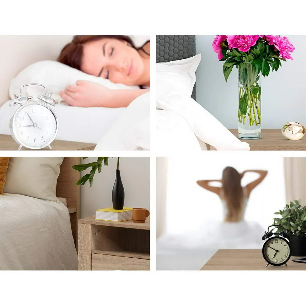 Bedside Table Storage Cabinet Shelf Side End Table - Oak