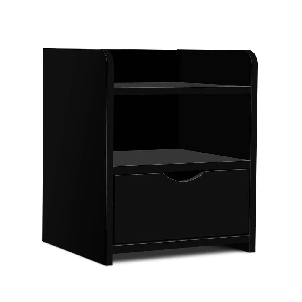 Bedside Table with Drawer Black - Bedroom