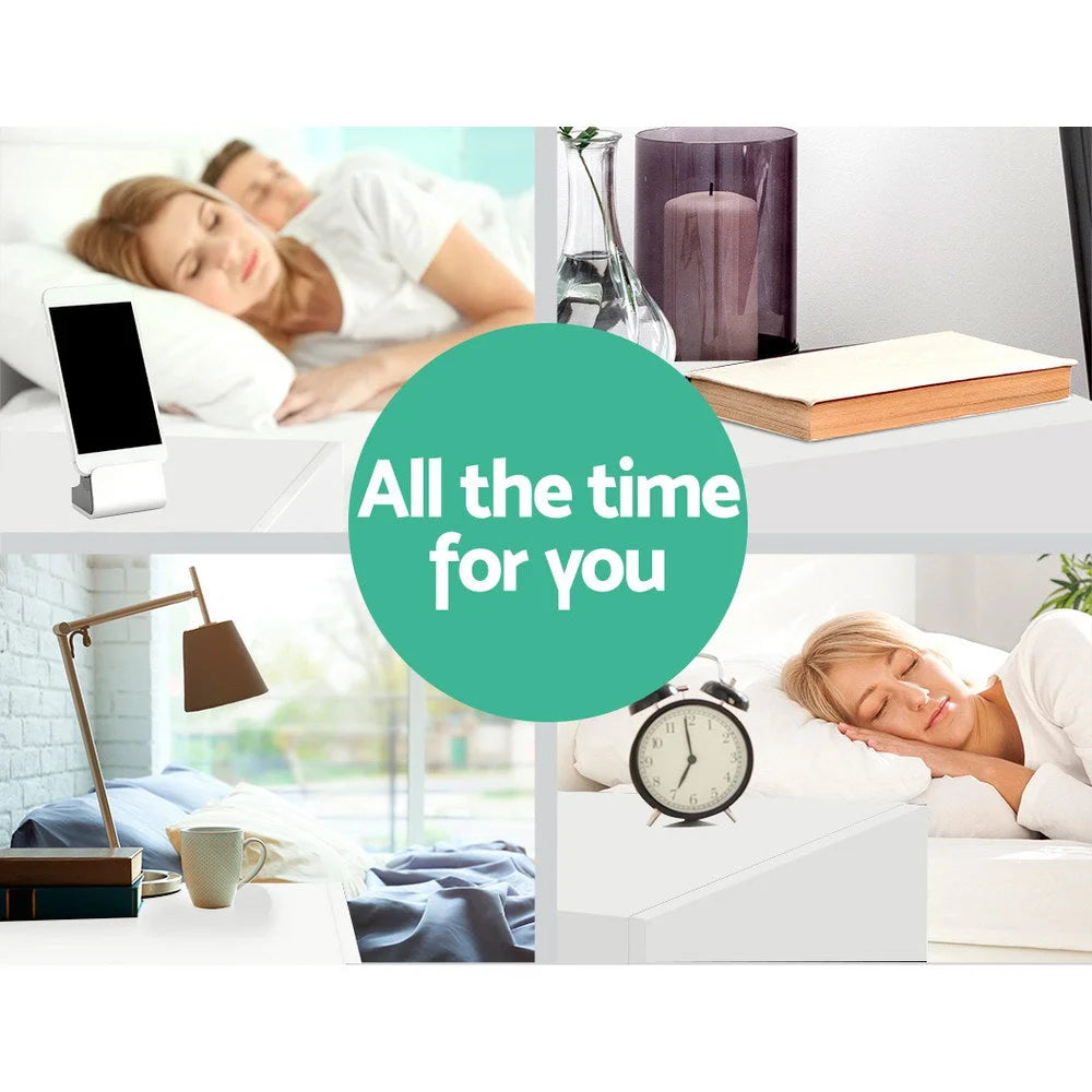 Bedside Tables 2 Drawers Nightstand Storage - White Bedroom